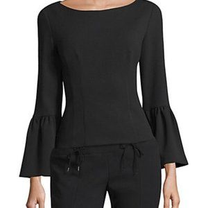 TIBI Crepe Boatneck Bell Sleeve Top Blouse NWT